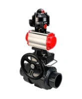 Кран шаровой DN.ru BV4242E-FP-GRM-ISO Дн50 Ру10 полнопроходной, корпус - НПВХ, шар - НПВХ, уплотнение - EPDM, с пневмоприводом PA-DA-052, ручным дублером MON1-250-T26-ISO и БКВ APL-510N EX