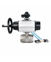 Кран шаровой DN.ru BV3232P(4pc)-SP-3WL-T-ISO-H WDVF Ду65 Ру40 стандартнопроходной, 3-ходовой L-тип, внутренняя резьба, нержавеющая сталь AISI 316, PTFE, с пневмоприводом PA-DA-105-1, пневмораспределителем 4V320-08 AC220V и БКВ APL-210N