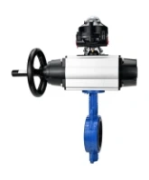 Затвор дисковый поворотный DN.ru WBV1413E-2W-Fb-H Ду150 Ру16, корпус - чугун GGG50, диск - чугун GGG40, уплотнение - EPDM, с пневмоприводом DN.ru PA-DA-105-1 двойного действия, с БКВ APL-510N-EX