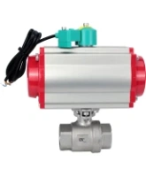 Кран шаровой DN.ru BV3232P(2pc)-FP-T-ISO-H Ду100 Ру40 полнопроходной, внутренняя резьба, корпус - нержавеющая сталь 316, уплотнение - PTFE, с пневмоприводом PA-DA-105, пневмораспределителем 4M310-08 220В и магнитным переключателем ALS200D