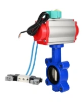 Затвор дисковый поворотный DN.ru WBV1616E-2W-Fb-H Ду50 Ру16 LUG межфланцевый, корпус - чугун QT450, диск - чугун QT450, уплотнение - EPDM, с пневмоприводом PA-SA-083, пневмораспределителем 4V320-08 AC220V и магнитным переключателем ALS200D