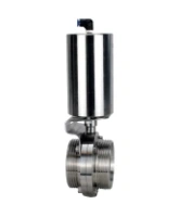 Затвор дисковый поворотный DN.ru WBV3131S-2W-T-H Ду100 Ру10 резьбовой, пищевая нержавеющая сталь 304, уплотнение – Silicon, с пневмоприводом DN.ru PA-SA-85 с возвратными пружинами