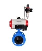 Затвор дисковый поворотный DN.ru WBV1313E-2W-F-H Ду100 Ру16 фланцевый, корпус - чугун GGG40, диск - чугун GGG40, уплотнение - EPDM, с пневмоприводом DN.ru PA-DA-105, пневмораспределителем DN.ru 4M310-08 AC220V и БПВ DN.ru AFC2000