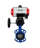 Затвор дисковый поворотный DN.ru WBV1413E-2W-Fb-H Ду150 Ру16, корпус - чугун GGG50, диск - чугун GGG40, уплотнение - EPDM, с пневмоприводом DN.ru PA-DA-105 двойного действия, пневмораспределителем 4M310-08 AC220V, ручным дублером MON3-700-T38-ISO