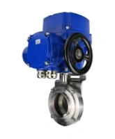 Затвор дисковый поворотный DN.ru WBV3131E-2W-W-H Ду15 Ру10 под приварку, корпус - пищевая нержавеющая сталь 304, уплотнение - EPDM, с электроприводом QT-N-005M-O2-220VAC-У1 с моментной муфтой и штурвалом