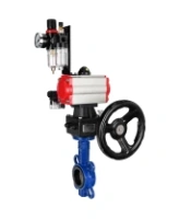 Затвор дисковый поворотный DN.ru WBV1432E-2W-Fb-H Ду150 Ру16, корпус - чугун GGG50, диск - нержавеющая сталь 316L, уплотнение - EPDM, с пневмоприводом PA-DA-105, пневмораспределителем 4M310-08 AC220V, ручным дублером MON3-700-T38-ISO, БПВ AFC2000