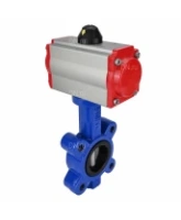 Затвор дисковый поворотный DN.ru WBV1631E-2W-Fb-H Ду100 Ру16 LUG корпус - чугун QT450, диск - нержавеющая сталь 304, уплотнение - EPDM, с пневмоприводом DN.ru PA-DA-083