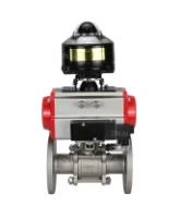 Кран шаровой DN.ru BV3131P(3pc)-FP-F-ISO-H Ду15 Ру40 фланцевый, полнопроходной, трехсоставной, корпус - нержавеющая сталь SS304, уплотнение - PTFE, с пн.приводом DN.ru PA-DA-052 пн.распределителем 4M310-08 AC220V и БКВ APL-510N-EX