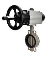 Затвор дисковый поворотный DN.ru WBV3232E-2W-Fb-H Ду150 Ру16, межфланцевый, корпус - нержавеющая сталь 316L, диск - нержавеющая сталь 316L, уплотнение - EPDM, с пневмоприводом PA-DA-105-1