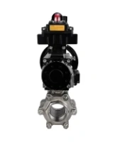 Кран шаровой DN.ru BV3232P(3pc)-FP-SW-ISO-H Ду100 Ру63 полнопроходной, корпус - нержавеющая сталь SS316, под приварку, с пневмоприводом PA-DA-105-1, пневмораспределителем 4M310-08 DC24V, БКВ APL-410N EX, БПВ AFC2000