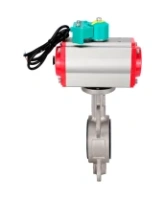 Затвор дисковый поворотный DN.ru WBV3131N-2W-Fb-H Ду65 Ру16 корпус - нержавеющая сталь 304, диск - нержавеющая сталь 304, уплотнение - NBR, с пневмоприводом PA-DA-065, пневмораспределителем 4M310-08 AC220V и магнитным переключателем ALS200D