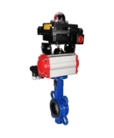 Затвор дисковый поворотный DN.ru WBV1432N-2W-Fb-H Ду100 Ру16, корпус - чугун GGG50, диск - нержавеющая сталь 316L, уплотнение - NBR, с пневмоприводом DN.ru PA-DA-083 двойного действия, пневмораспределителем 4M310-08 AC220V, БКВ APL-410N EX