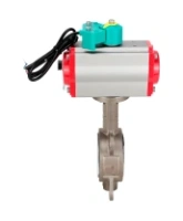 Затвор дисковый поворотный DN.ru WBV3232P-2W-Fb-H Ду100 Ру16 корпус - нержавеющая сталь 316L, диск - нержавеющая сталь 316L, уплотнение - PTFE, с пневмоприводом PA-DA-105, пневмораспределителем 4M310-08 AC220V и магнитным переключателем ALS200D
