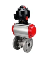Кран шаровой DN.ru BV3232P(2pc)-FP-F-ISO-H Ду80 Ру16 фланцевый, полнопроходной, двухсоставной, корпус - нержавеющая сталь SS316, уплотнение - PTFE, с пн.приводом DN.ru PA-SA-130 пн.распределителем 4M310-08 AC220V БКВ APL-510N-EX