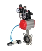 Затвор дисковый поворотный DN.ru WBV3131N-2W-Fb-H Ду65 Ру16, корпус - нержавеющая сталь 304, диск - нержавеющая сталь 304, уплотнение - NBR, с пневмоприводом DN.ru DN.ru PA-SA-105, пневмораспределителем 4V320-08 AC220V, БКВ APL-210N и БПВ AFC2000