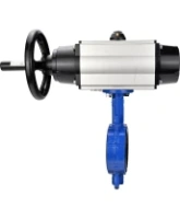 Затвор дисковый поворотный DN.ru WBV1413E-2W-Fb-H Ду150 Ру16, межфланцевый, корпус - чугун GGG50, диск - чугун GGG40, уплотнение - EPDM, с пневмоприводом DN.ru PA-DA-105-1 и пневмораспределителем 4M310-08 AC220V