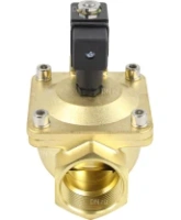 Клапан электромагнитный DN.ru VS400-ET-NC-24VDC 1 1/2″ Ду40 Ру16, соленоидный двухходовой, корпус - латунь, уплотнение - EPDM, резьбовой, нормально-закрытый, пилотный, катушка - 24В