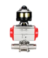 Кран шаровой DN.ru BV3232P(3pc)-FP-W-ISO-H LONG Ду32 Ру40 полнопроходной, корпус - нержавеющая сталь 316, уплотнение - PTFE, под приварку, с пневмоприводом DN.ru PA-DA-052 и БКВ APL-510N EX