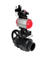 Кран шаровой DN.ru BV4242E-FP-GRM-ISO Дн50 Ру10 полнопроходной, корпус - НПВХ, шар - НПВХ, уплотнение - EPDM, с пневмоприводом PA-DA-052, пневмораспределителем 4M310-08 AC220V, ручным дублером MON1-250-T26-ISO, БКВ APL-210N и БПВ AFC2000