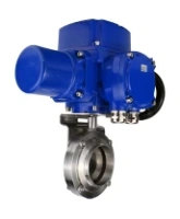 Затвор дисковый поворотный DN.ru WBV3131E-2W-W-H Ду15 Ру10 под приварку, корпус - пищевая нержавеющая сталь 304, уплотнение - EPDM, с электроприводом QT-N-005M-O2-220VAC-У1 с моментной муфтой и штурвалом