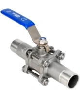 Кран шаровой DN.ru BV3232P(3pc)-FP-W-H LONG Ду125 Ру16 полнопроходной, трехсоставной, корпус - нержавеющая сталь SS316, уплотнение - PTFE, под приварку, с рукояткой