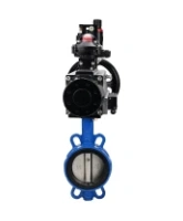 Затвор дисковый поворотный DN.ru WBV1413E-2W-Fb-H Ду150 Ру16, корпус - чугун GGG50, диск - чугун GGG40, уплотнение - EPDM, с пневмоприводом DN.ru PA-DA-105-1 двойного действия, пневмораспределителем 4M310-08 AC220V, БКВ APL-210N, БПВ AFC2000