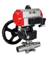 Кран шаровой DN.ru BV3232P(3pc)-FP-W-ISO-H LONG Ду50 Ру40 полнопроходной, корпус - нержавеющая сталь 316, уплотнение - PTFE, под приварку, с пневмоприводом PA-DA-083, пневмораспределителем 4M310-08 AC220V и ручным дублером MON2-450-T28-ISO