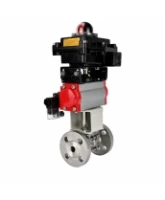 Кран шаровой DN.ru BV3131P(3pc)-FP-F-ISO-H Ду100 Ру16 полнопроходной, фланцевый, корпус - нержавеющая сталь 304, PTFE, 22х22, WDVF, с пневмоприводом PA-DA-105, пневмораспределителем 4M320-08 AC220V и БКВ APL-410N EX