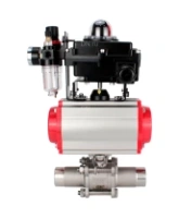 Кран шаровой DN.ru BV3232P(3pc)-FP-W-ISO-H LONG Ду32 Ру40 полнопроходной, корпус - нержавеющая сталь 316, уплотнение - PTFE, под приварку, с пневмоприводом DN.ru PA-SA-083, пневмораспределителем 4M310-08 AC220V, БКВ APL-410N EX и БПВ AFC2000