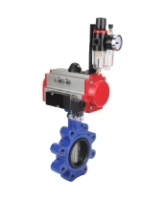 Затвор дисковый поворотный DN.ru WBV1631E-2W-Fb-H Ду100 Ру16 LUG корпус - чугун QT450, диск - нержавеющая сталь 304, уплотнение - EPDM, с пневмоприводом DN.ru PA-DA-083, пневмораспределителем 4M310-08 AC220V и БПВ AFC2000