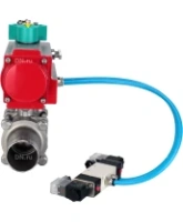 Кран шаровой DN.ru BV3232P(3pc)-FP-W-ISO-H LONG Ду80 Ру25 полнопроходной, корпус - нержавеющая сталь 316, уплотнение - PTFE, под приварку, с пневмоприводом PA-DA-083, пневмораспределителем 4V320-08 AC220V и магнитным переключателем ALS200D