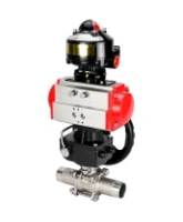Кран шаровой DN.ru BV3232P(3pc)-FP-W-ISO-H LONG Ду50 Ру40 полнопроходной, корпус - нержавеющая сталь 316, уплотнение - PTFE, под приварку, с пневмоприводом DN.ru PA-DA-083, редуктором DN.ru MON2-450-T28-ISO и БКВ APL-510N EX