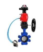 Затвор дисковый поворотный DN.ru WBV1631E-2W-Fb-H Ду125 Ру16 LUG корпус - чугун QT450, диск - нержавеющая сталь 304, уплотнение - EPDM, с пневмоприводом DN.ru PA-DA-105, пневмораспределителем 4V320-08 AC220V, БКВ APL-210N и редуктором MON3-700-T38-ISO