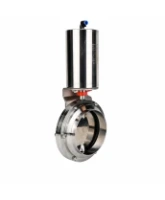 Затвор дисковый поворотный DN.ru WBV3131E-2W-W-H Ду125 Ру10, пищевая нержавеющая сталь 304, уплотнение - EPDM, под приварку, с пневмоприводом DN.ru PA-DA-108 двойного действия