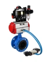 Затвор дисковый поворотный DN.ru WBV1313E-2W-F-H Ду100 Ру16 фланцевый, корпус - чугун GGG40, диск - чугун GGG40, EPDM, с пневмоприводом DN.ru PA-DA-105, пневмораспределителем DN.ru 4V320-08 AC220V, БКВ DN.ru APL-510N EX и БПВ DN.ru AFC2000