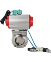 Затвор дисковый поворотный DN.ru WBV3131E-2W-W-H Ду15 Ру10 под приварку, корпус - пищевая нержавеющая сталь 304, уплотнение - EPDM, с пневмоприводом PA-SA-065, пневмораспределителем 4V320-08 AC220V и магнитным переключателем ALS200D