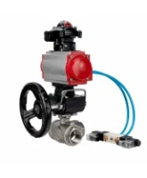 Кран шаровой DN.ru BV3232P(4pc)-SP-3WL-T-ISO-H WDVF Ду65 Ру40 стандартнопроходной, 3-ходовой L-тип, внутренняя резьба, с пневмоприводом PA-DA-105, пневмораспределителем 4V320-08 AC220V, БКВ APL-210N и ручным дублером MON2-450-T28-ISO
