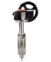 Затвор дисковый поворотный DN.ru 316L-316L-PTFE Ду100 Ру16 межфланцевый, корпус - нержавеющая сталь 316L, диск - нержавеющая сталь 316L, уплотнение - PTFE, с редуктором Pro-Gear X-21-W-200