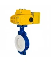 Затвор дисковый поворотный DN.ru WBV3434Pf-2W-Fb-H Ду80 Ру16 корпус - углеродистая сталь WCB, диск - углеродистая сталь WCB, футерованный PTFE, уплотнение - PTFE, с электроприводом DN.ru QT-N-010EM-A1-220VAC-У1-DAR