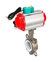 Затвор дисковый поворотный DN.ru WBV3131P-2W-Fb-H Ду125 Ру16 корпус - нержавеющая сталь 304, диск - нержавеющая сталь 304, уплотнение - PTFE, с пневмоприводом PA-DA-105, пневмораспределителем 4M310-08 AC220V и магнитным переключателем ALS200D