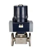 Кран шаровой DN.ru BV3232P(4pc)-FP-3WL-F-ISO-H Ду50 Ру16 полнопроходной трехходовой, фланцевый, корпус - нержавеющая сталь SS316, уплотнение - PTFE, с электроприводом четвертьоборотным DN.ru QTSA-N-005EM-O0-220VAC с пружинным возвратом