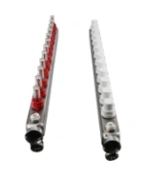 Коллекторная группа DN.ru GC2-31-12 1″ Ду25 Ру10 отводов — 12, в сборе с расходомерами и терморегулирующими клапанами, дренажным краном и воздухоотводчиком, с заглушками, без переходников, корпус - нержавеющая сталь AISI 304