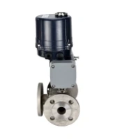 Кран шаровой DN.ru BV3232P(4pc)-FP-3WL-F-ISO-H Ду50 Ру16 полнопроходной трехходовой, фланцевый, корпус - нержавеющая сталь SS316, уплотнение - PTFE, с электроприводом четвертьоборотным DN.ru QTSA-N-005EM-O0-220VAC с пружинным возвратом