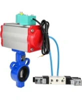 Затвор дисковый поворотный DN.ru WBV0232E-2W-Fb-ISO-H Ду25/32 Ру16, корпус - алюминиевый сплав, диск - нержавеющая сталь 316L, уплотнение - EPDM, с пневмоприводом PA-SA-083, пневмораспределителем 4V320-08 AC220V и магнитным переключателем ALS200D