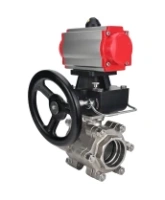 Кран шаровой DN.ru BV3232P(3pc)-FP-SW-ISO-H Ду80 Ру63 полнопроходной, корпус - нержавеющая сталь SS316, под приварку, с пневмоприводом PA-DA-105, ручным дублером MON2-450-T28-ISO
