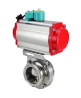 Затвор дисковый поворотный кламповый DN.ru WBV3131S-2W-C-H Ду40 Ру10 корпус - пищевая нержавеющая сталь 304, уплотнение - Silicon, с пневмоприводом PA-DA-052 и магнитным переключателем ALS200D