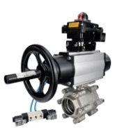 Кран шаровой DN.ru BV3232P(3pc)-FP-SW-ISO-H Ду100 Ру63 полнопроходной, корпус - нержавеющая сталь SS316, под приварку, с пневмоприводом PA-DA-105-1, пневмораспределителем 4V320-08 AC220V, БКВ APL-410N EX