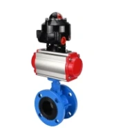 Затвор дисковый поворотный DN.ru WBV1313E-2W-F-H Ду100 Ру16 фланцевый, корпус - чугун GGG40, диск - чугун GGG40, уплотнение - EPDM, с пневмоприводом DN.ru PA-DA-105 и БКВ DN.ru APL-510N EX