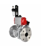 Кран шаровой DN.ru BV3232P(2pc)-FP-3WL-F-ISO-H Ду80 Ру16 HYMT трехходовой L-тип, полнопроходной, фланцевый, корпус - нержавеющая сталь AISI316, с пневмоприводом PA-SA-130, пневмораспределителем 4M320-08 AC220V и БПВ AFC2000