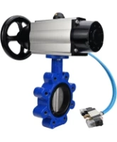 Затвор дисковый поворотный DN.ru WBV1631E-2W-Fb-H Ду125 Ру16 LUG корпус - чугун QT450, диск - нержавеющая сталь 304, уплотнение - EPDM, с пневмоприводом DN.ru PA-DA-105-1 и пневмораспределителем 4V320-08 AC220V